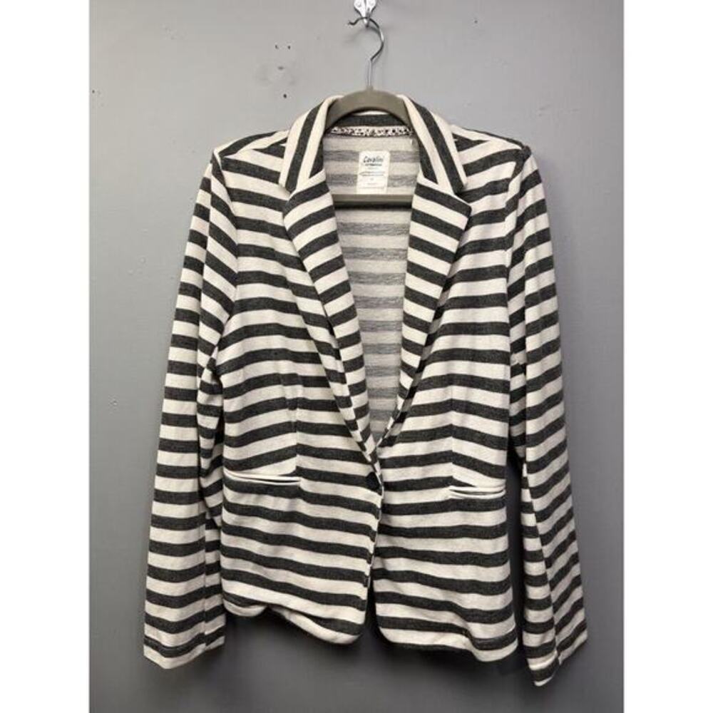 Cavalini Outerwear Jacket womens plus size 1X striped button front Faux pockets